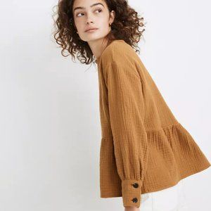 NWT Madewell Gauze Button Back Peplum Top